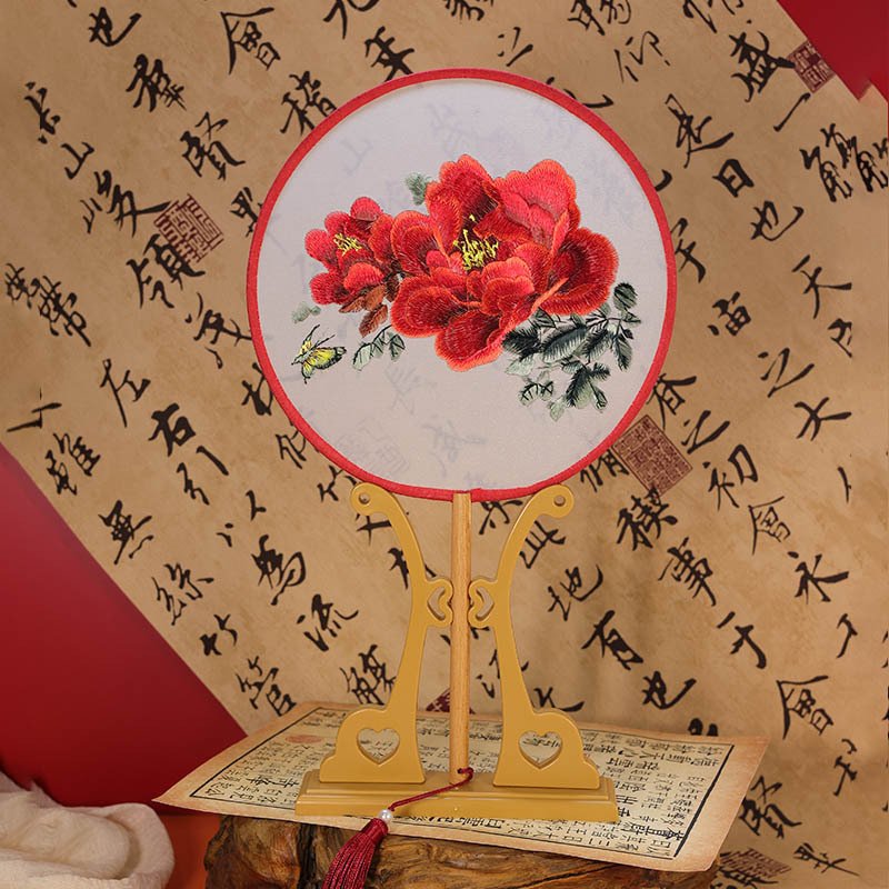 

Шелковый круглый веер с вышивкой Cheongsam