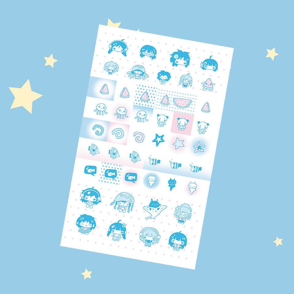 

Korean Style Retro Summer Girl Character Stickers Cute Cartoon Guka Hand Account Diy