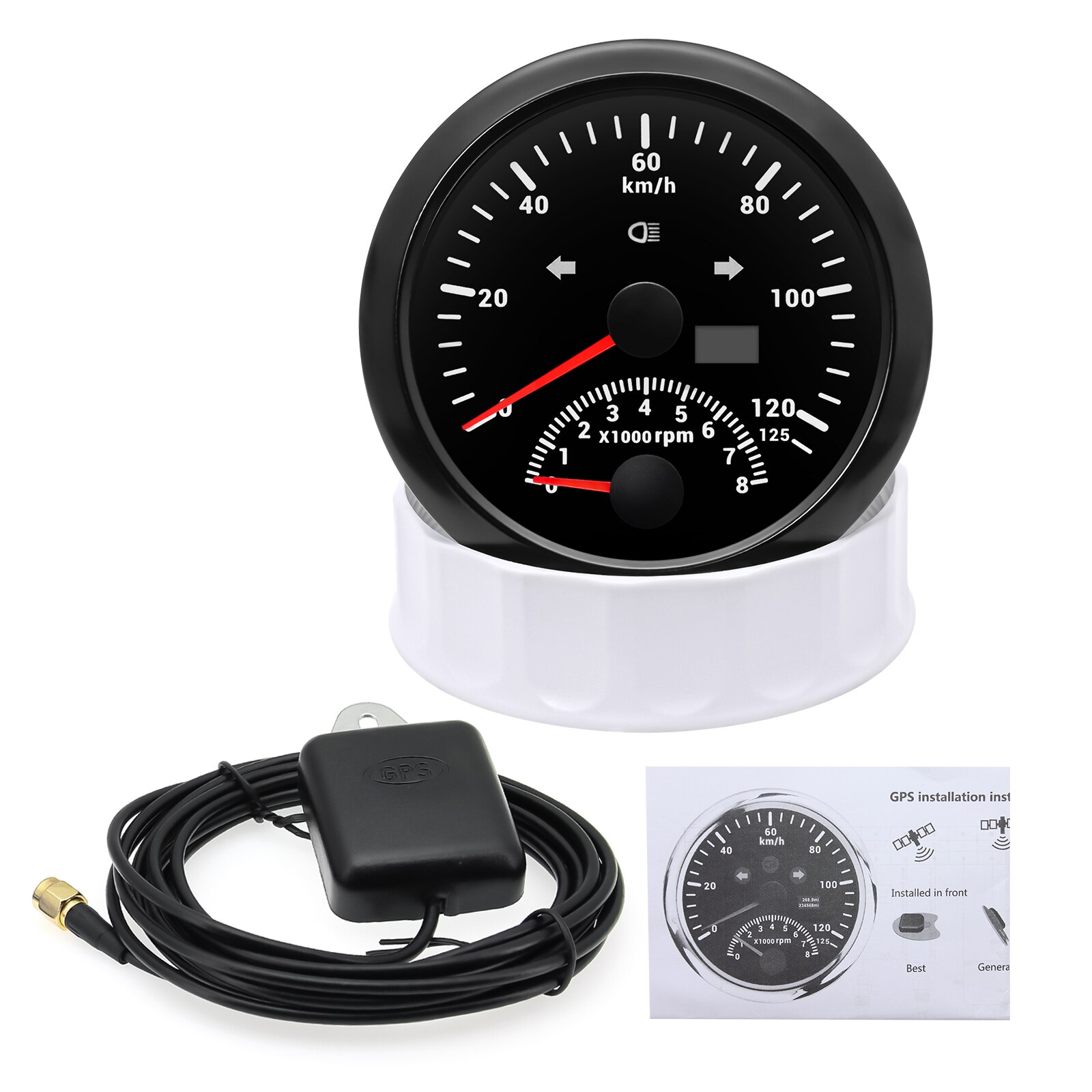 

125 км/ч 120 км/ч 200 км/ч GPS спидометр 85 мм одометр с GPS-антенной измеритель скорости мотоцикла с тахометром 0-8000 об/мин