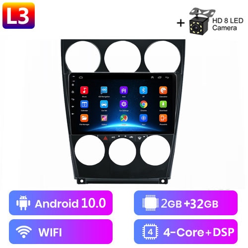 

9 "4G 4 + 64 ГБ android 10 для Mazda 6 2002 2003 2004 2005 2006 2007 2008 Мультимедийный автомобильный DVD-плеер Навигация GPS Радио carplay