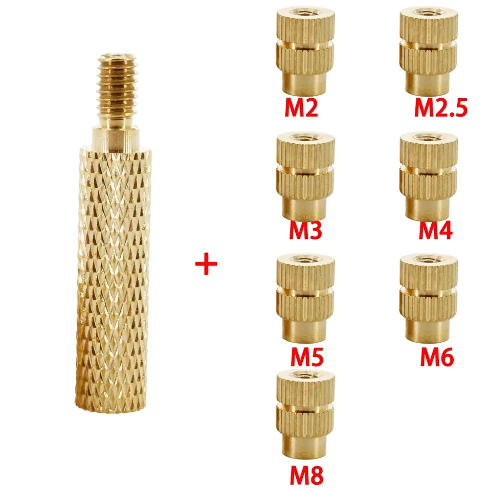 

M2 M2.5 M3 M4 M5 M6 M8 Латунные нагревательные паяльные жала Инструменты Вставная гайка 3D-принтер Болт из расплава Гайки Инструмент для имплантации Железный разъем