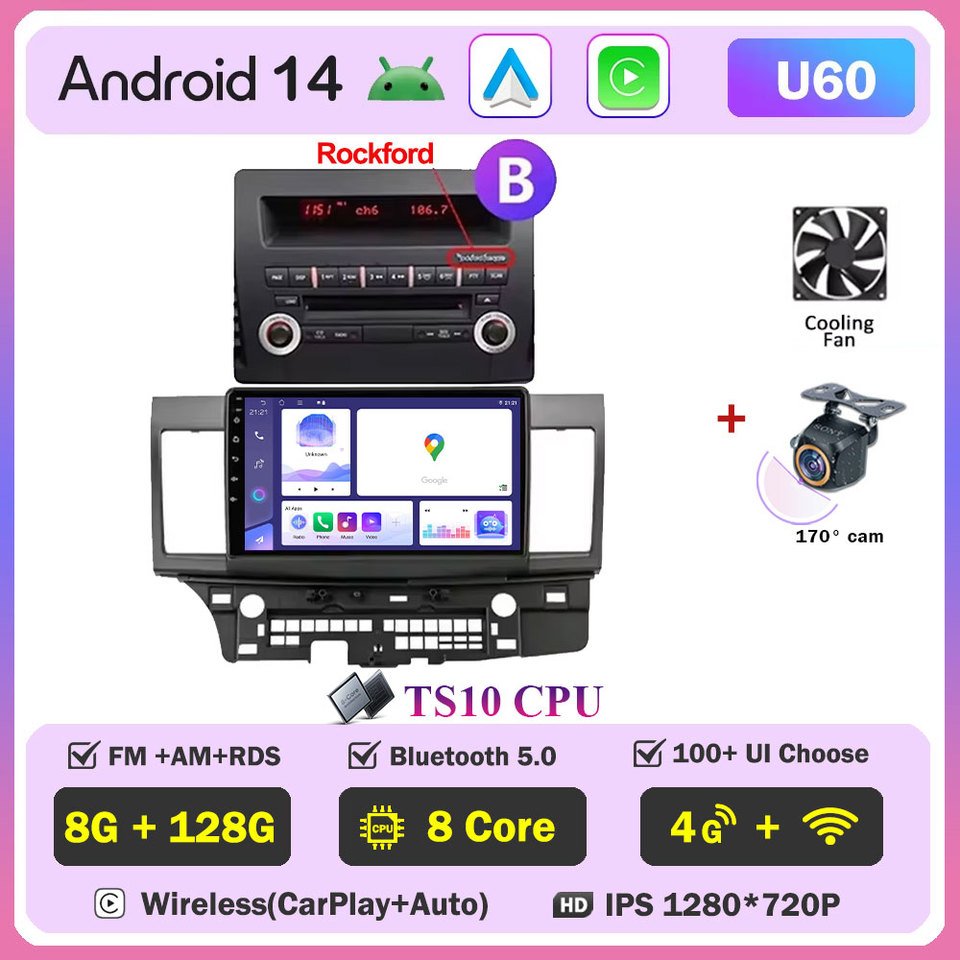 

Android 14 для MITSUBISHI LANCER 9 10 X 2008 2009 2010 2011-2016 10-дюймовый автомобильный радиоприемник Carplay Multimidia видеонавигация GPS 5G