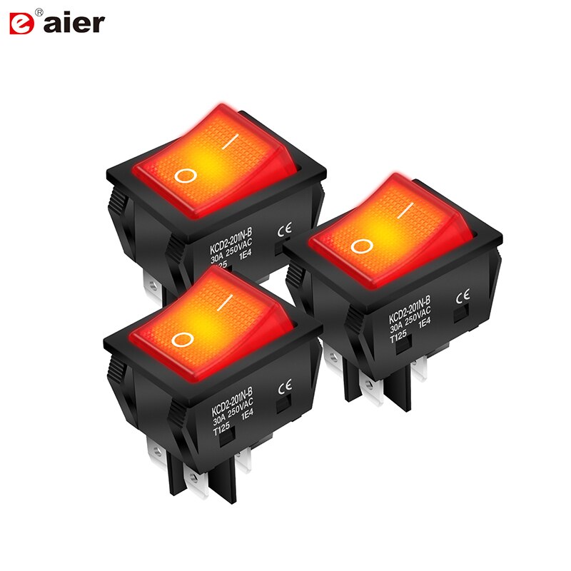 

3 шт. Кулисные переключатели Daiertek KCD4 30А 220В с красной подсветкой