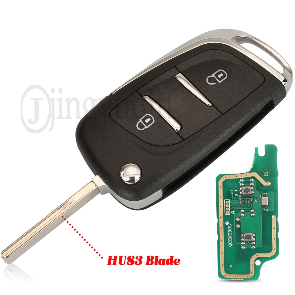 

Обновленный 2-кнопочный ключ jingyuqin для Peugeot 307 Citroen C3 Fob, умный дистанционный ключ для автомобиля, 433 МГц, чип ID46, необработанное лезвие HU83/VA2