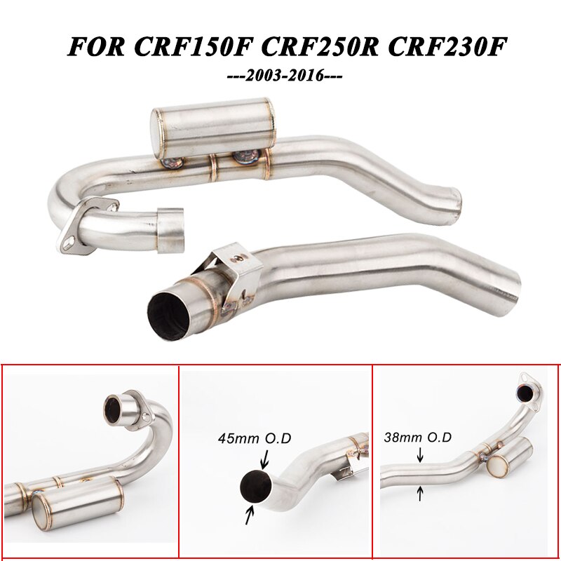 

Для CRF150F CRF230F CRF250R 2003-2016, Соединительная труба, слипоны, выхлопная труба для мотоцикла, передняя Труба для выхлопной системы