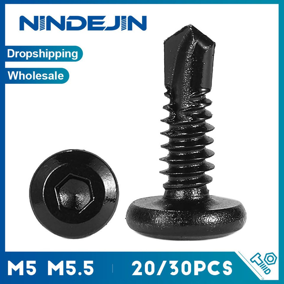 

NINDEJIN Самосверлящие винты черные 20 шт. M5 M5.5 #12