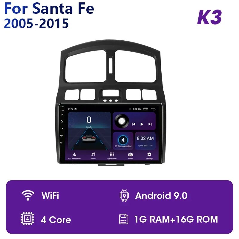 

Автомагнитола JMCQ, Android 12, для Hyundai Classic Santa Fe 2005-2015, 2 Din, мультимедийный видеоплеер, 4G Carplay, авто, DVD, аудио