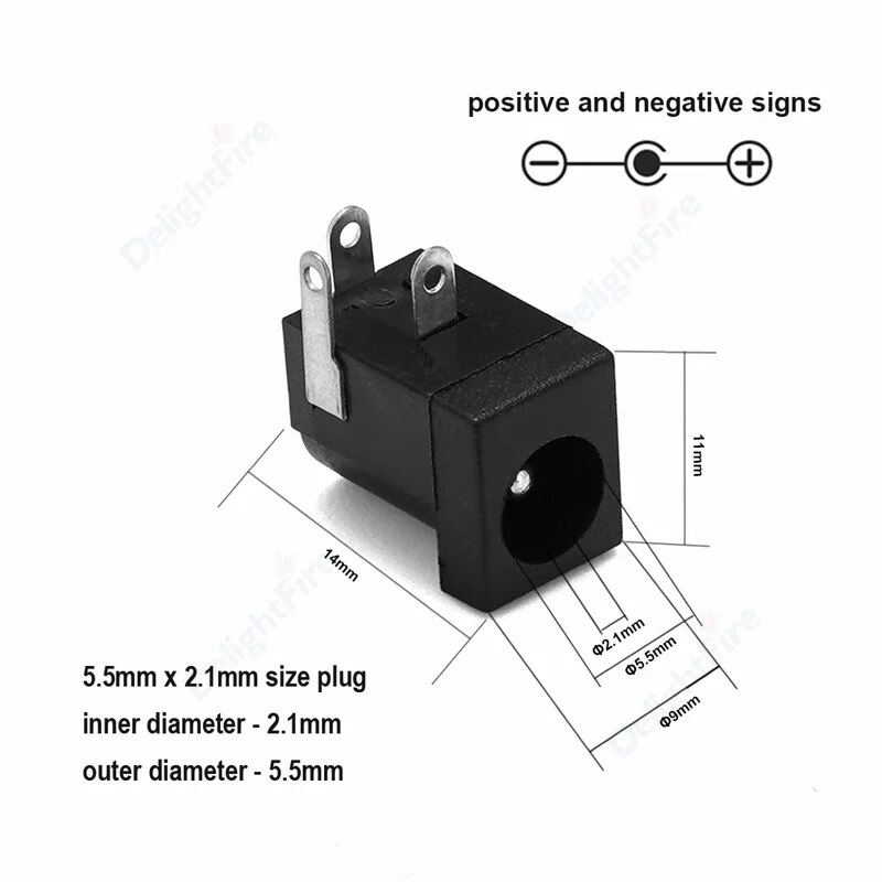 

Разъемы питания DelightFire dc connector 5.5 2.1 мм
