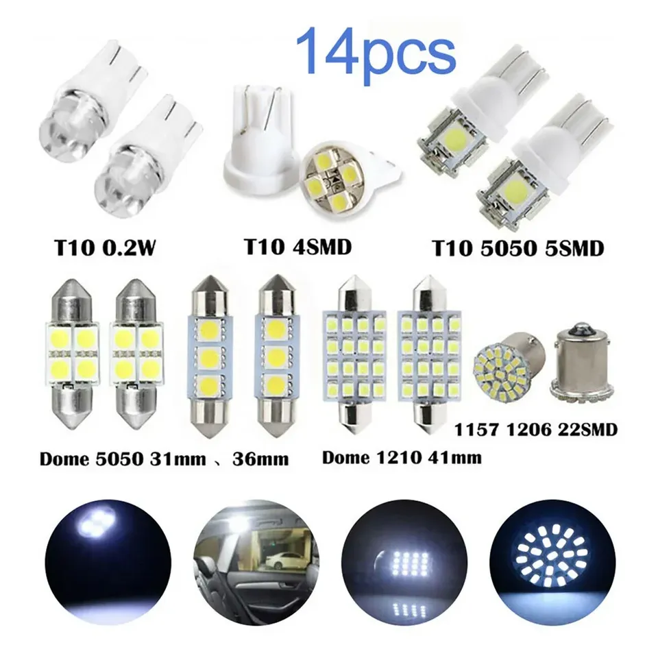 

14 шт. T10 BA9S 3030 4SMD Led T4W Автомобильный Интерьер Купол Карта светильник номерной знак задние парковочные огни свет s лампа автомобильная дверь лампа белый 12 В