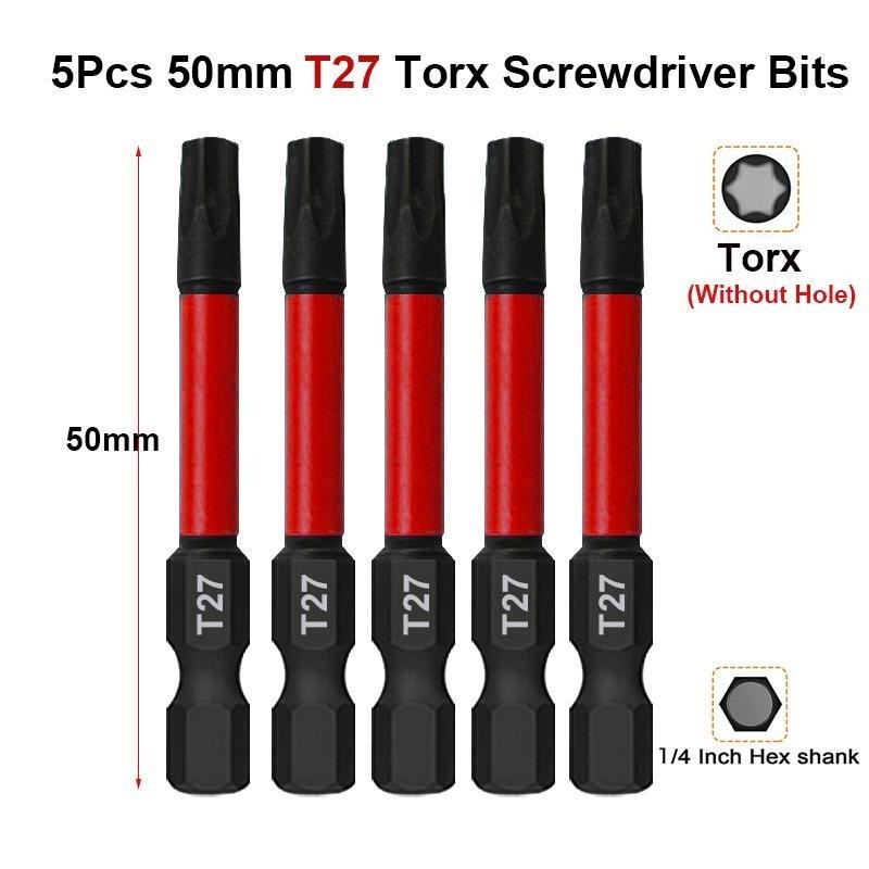 

5 шт. отвертки Torx 1/4 дюйма с шестигранным хвостовиком 50 мм T20 T25 T27 T30 набор магнитных бит Torx