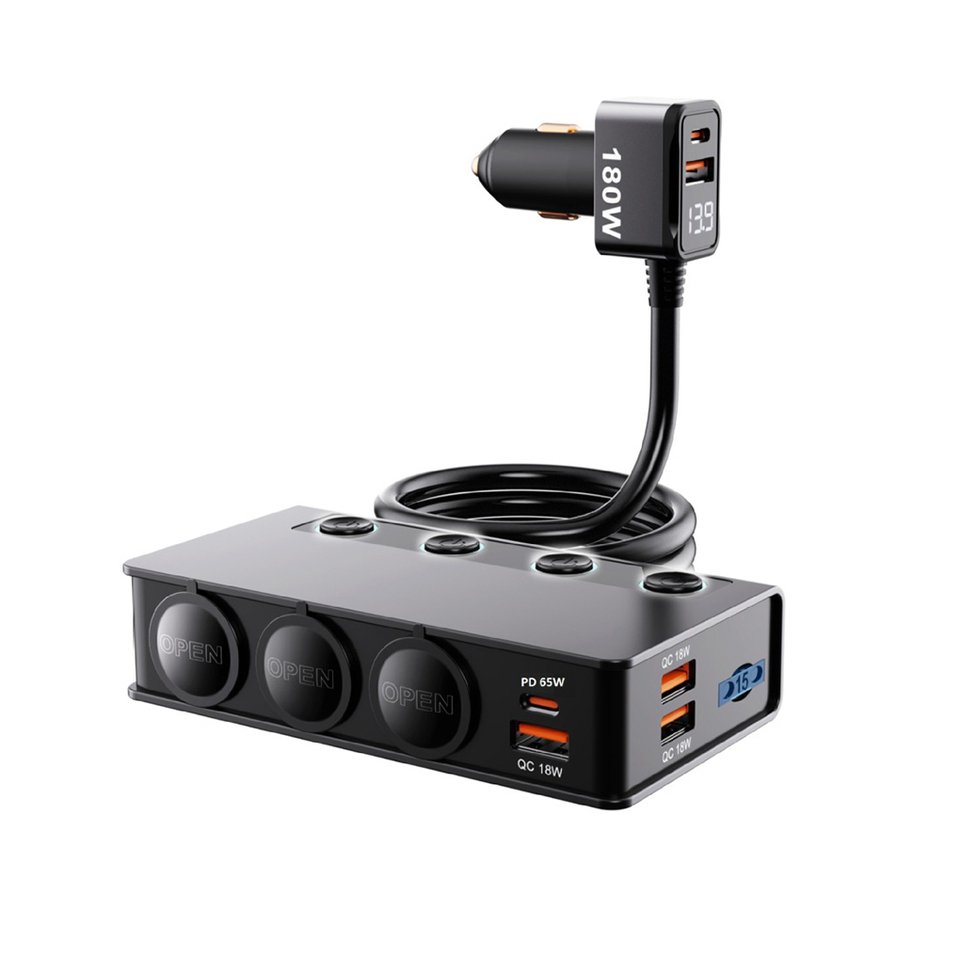 

Автомобильный адаптер прикуривателя, новое зарядное устройство с 3 розетками 3,1 А, зарядное устройство USB, автомобильный USB + QC3.0 + PD65w, аксессуары, порт USB 18 Вт ﻿