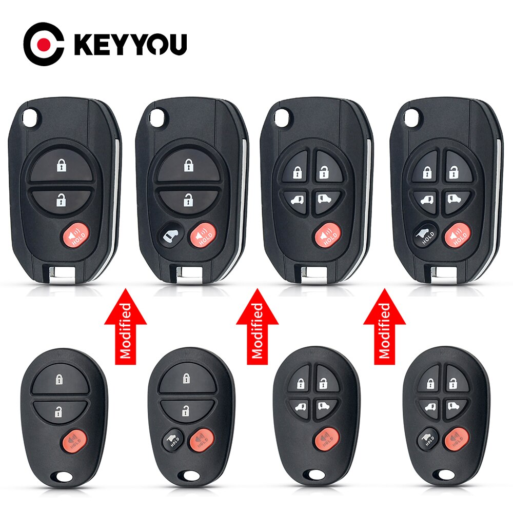 

Модифицированный Чехол Для Автомобильного Ключа KEYYOU С 3 Кнопками TOY43 Для Toyota Tacoma Highlander Sequoia Sienna Tundra ...