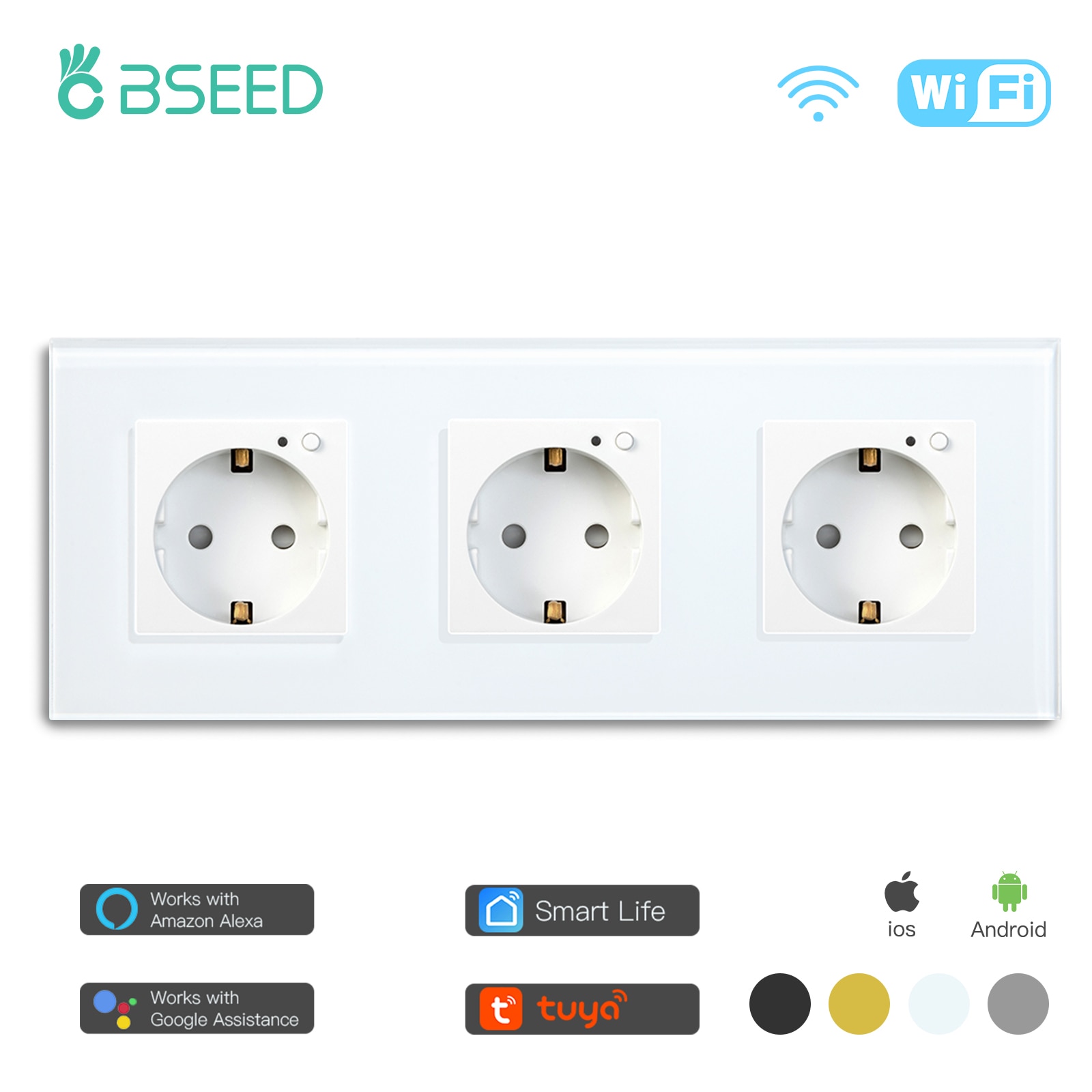 

Тройная настенная розетка с Wi-Fi, 3 цвета