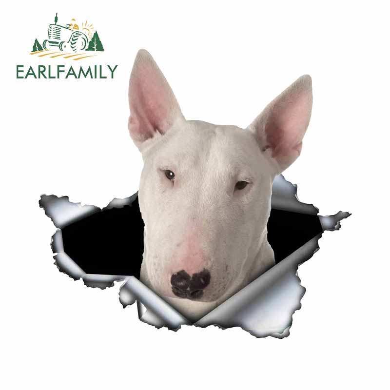 

EARLFAMILY 13 см x 4,9 см белый бультерьер Автомобильная наклейка рваная металлическая наклейка Светоотражающая наклейка s Водонепроницаемая автостайлинг домашнее животное