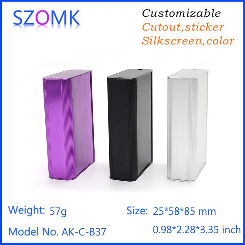 

Алюминиевая коробка для электроники SZOMK AK-C-B37 черная 25*58*85 мм