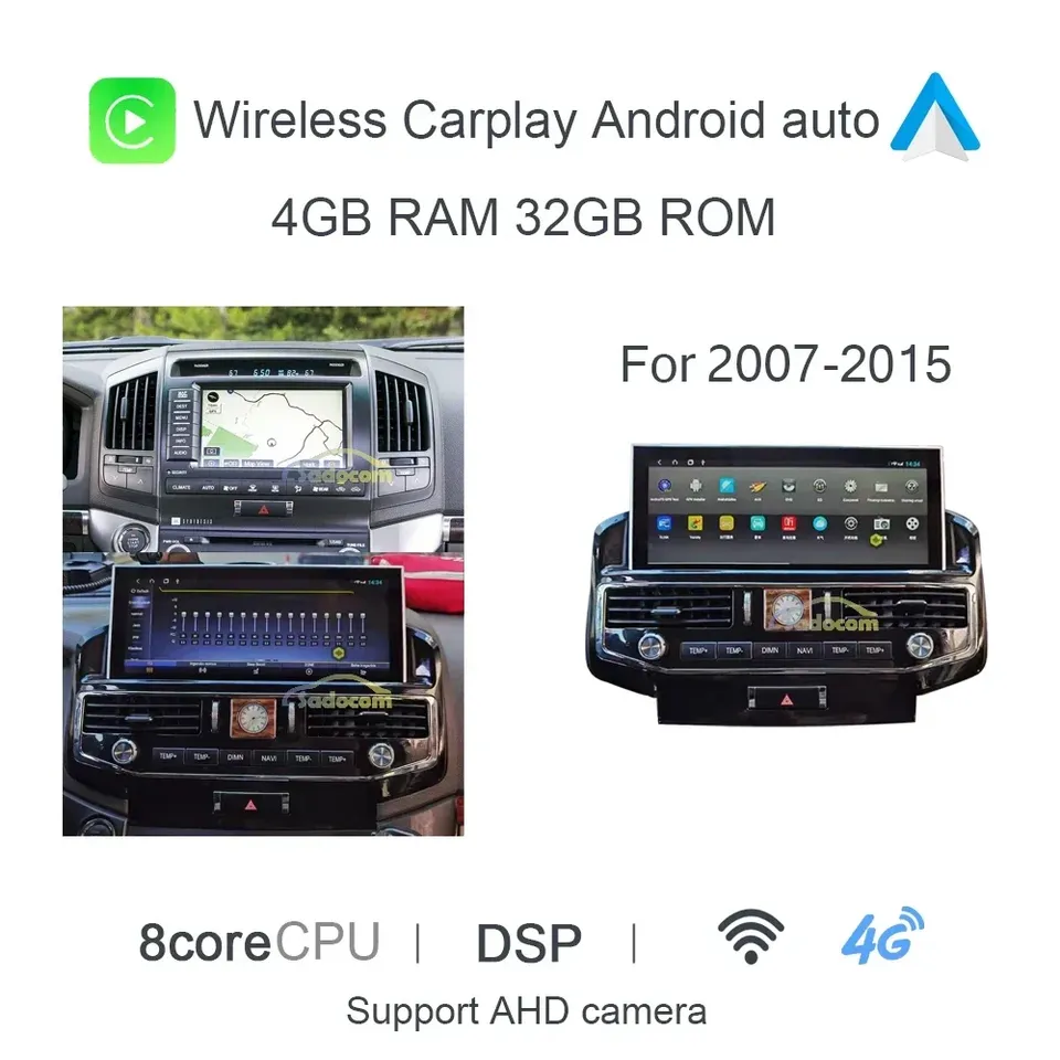 

1920*720 360 панорамный Carplay 8G + 128G Android 13,0 автомобильный dvd-плеер GPS стерео радио для Toyota Land Cruiser LC200 2008 - 2020