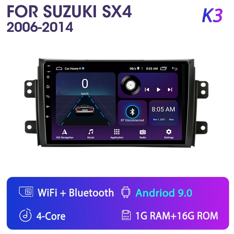 

Srnubi Android 11 Автомобильный радиоприемник для Suzuki SX4 2006-2013 для Fiat Sedici Мультимедийный плеер Навигация GPS 2 Din Carplay Стерео DVD