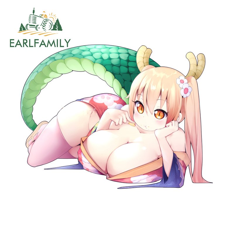 

EARLFAMILY 13 см × 9,8 см, привлекательные автомобильные наклейки в виде дракона, горничной, привлекательные большие бретели, оригинальные автомобильные холодильники, Декор