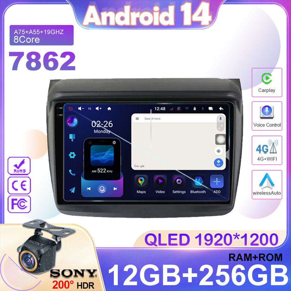 

Беспроводная Автомагнитола Carplay Android 14 для Mitsubishi Pajero Sport 2 2008-2016, видеоплеер, GPS-навигация, мультимедийный плеер