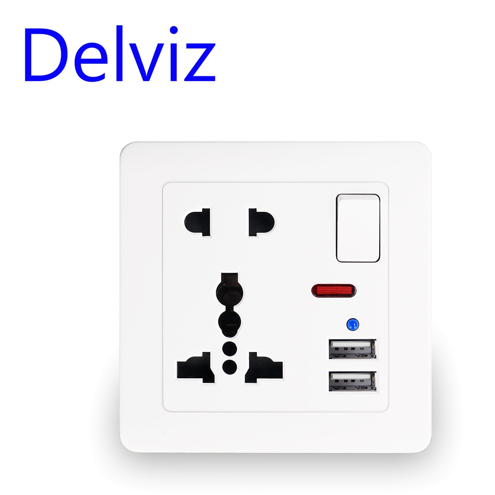 

Розетка настенная Delviz с двумя USB-портами, 2 А, 110-250 в перем. Тока, 13 а