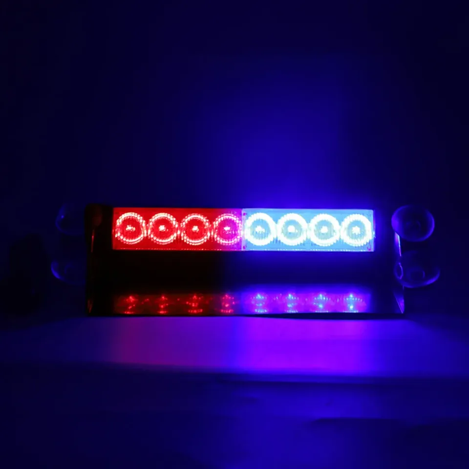 

8LED 12V Автомобильный светодиодный стробоскоп Предупреждающий свет Грузовик Аварийная мигалка Dash Стробоскоп Дневная беговая вспышка Светодиодные полицейские огни Красный/Синий