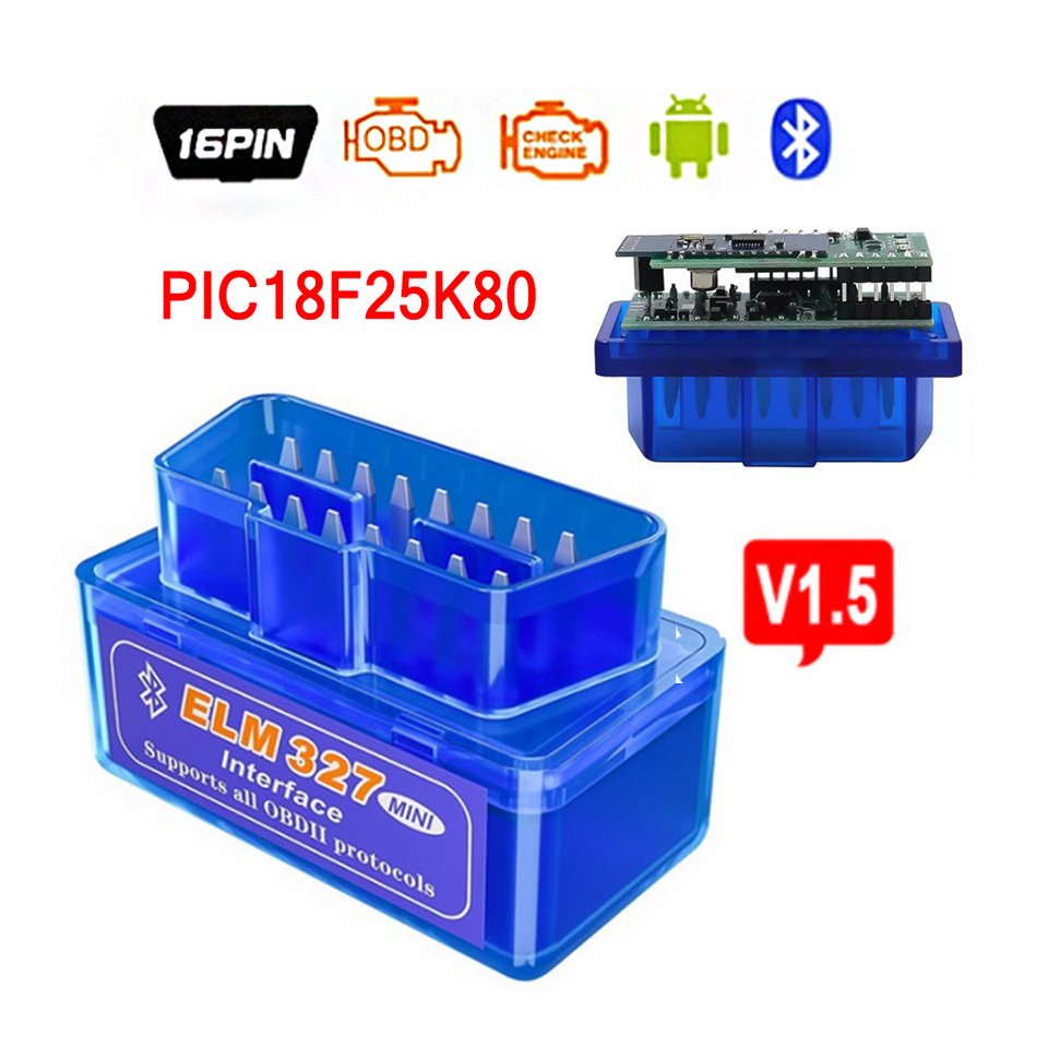 

Мини-сканер Bluetooth OBD2 PIC18F25K80 чип ELM327 V1.5 двойной печатной платы автомобильный диагностический OBD для Android поддерживает все протокол OBDII