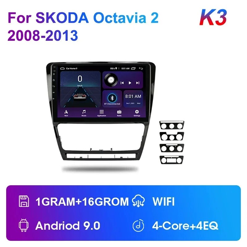 

Автомагнитола JMCQ, 2 Din, Android 11, мультимедийный видеоплеер для Skoda Octavia 2 2008-2013, навигация GPS, 4G + WIFI, головное устройство Carplay