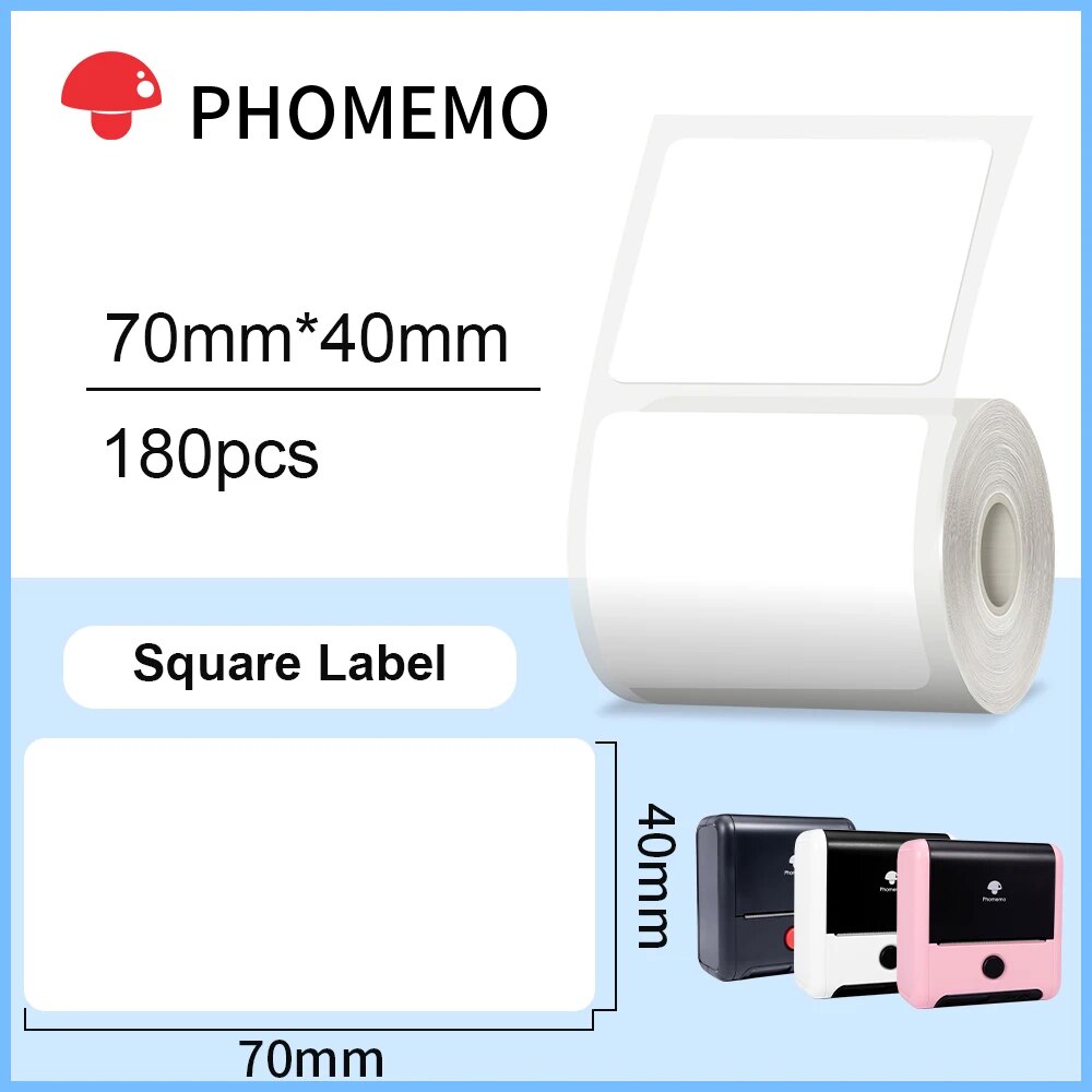 

Белые самоклеящиеся термоэтикетки Phomemo 60/70х40/80 мм для принтеров Phomemo