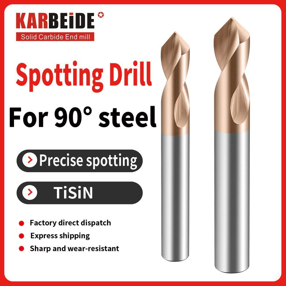 

KARBEIDE Carbide Spotting Drill Bits 90 Degree TiSiN Coated for Alloy Steels,Carbide Steel, Stainless Steel etc