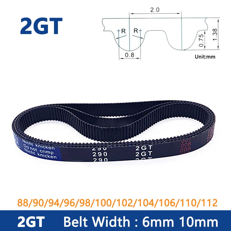 

Резиновый синхронный ремень 2GT GT2 6/10 мм