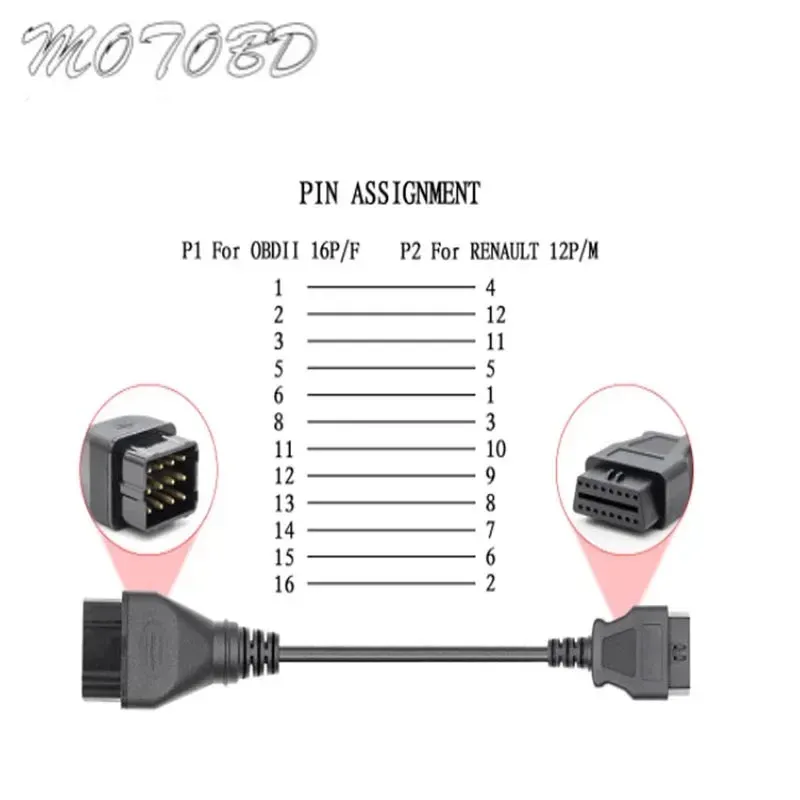 

Для Renault 12 Pin OBDII OBD 2 переходник диагностический Удлинительный кабель 16 Pin для Renault 12 Pin