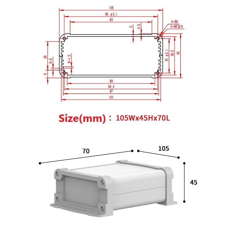 

Корпус для блока питания K15 105*45 мм