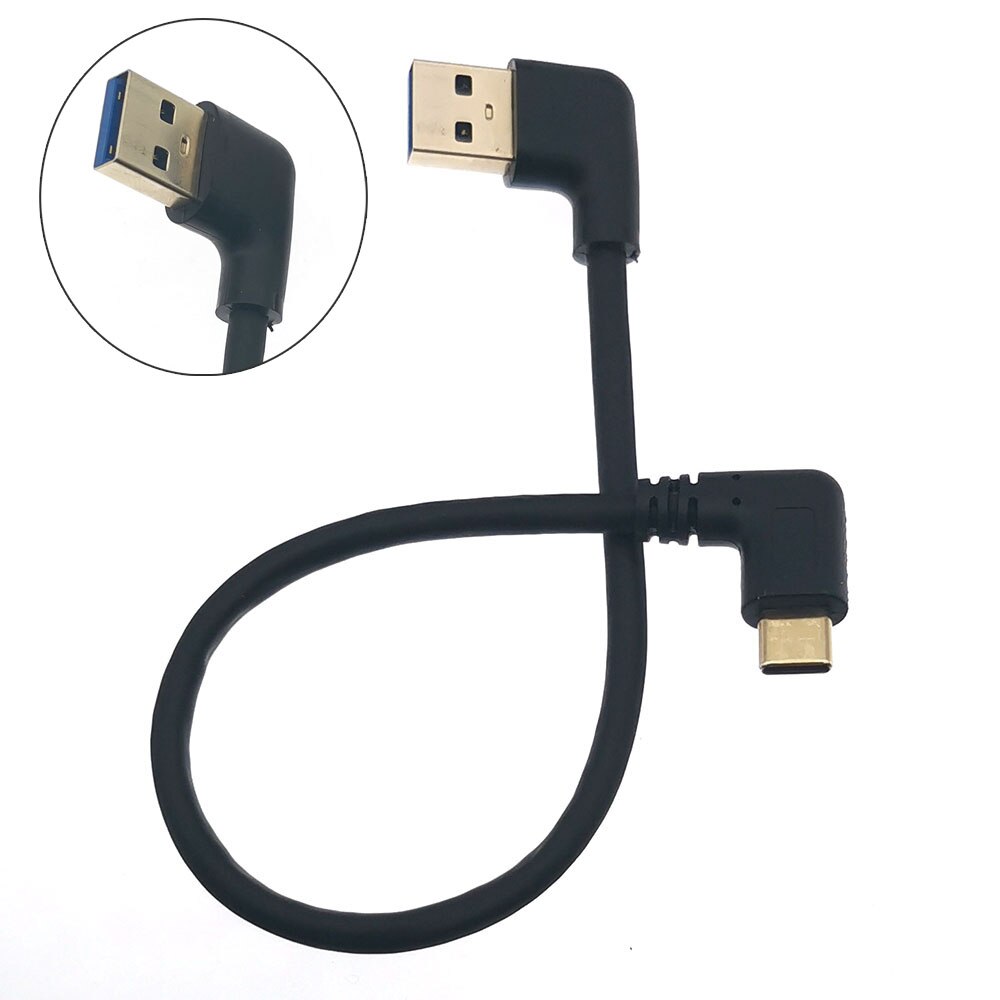 

USB 3.0 A к USB Type C 90 градусов левый правый угол переходник «папа-папа» кабель для передачи данных с экранированием 25 см