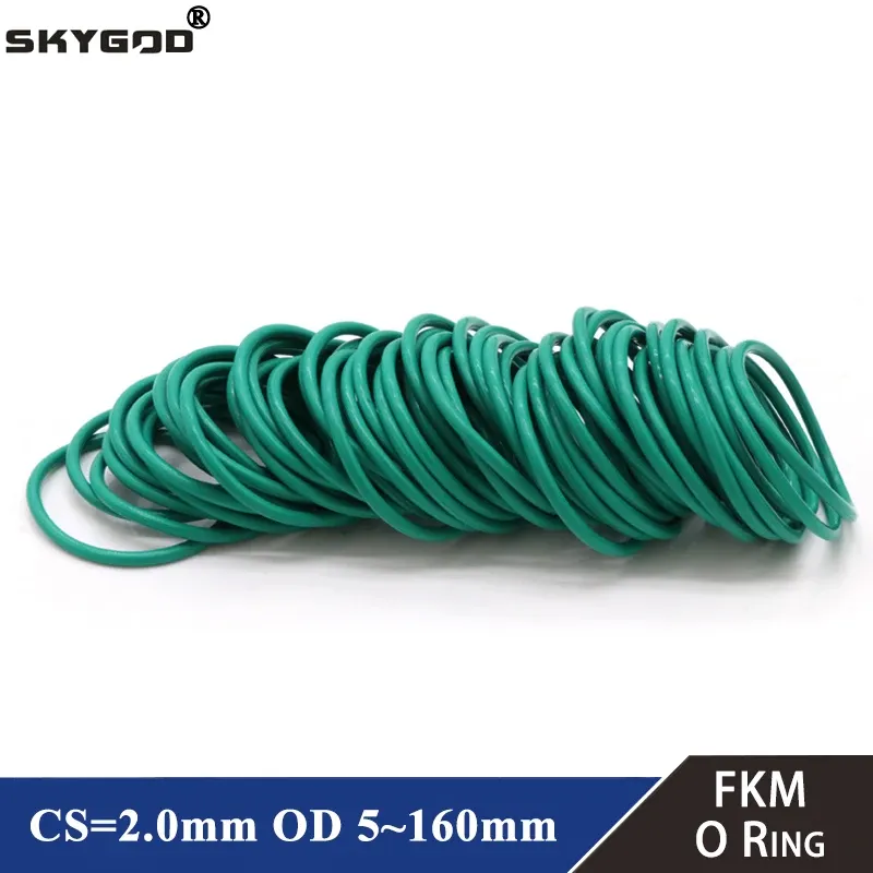 

10 шт. уплотнительное кольцо из фторкаучука зелёного цвета Rubber O Ring 2mm
