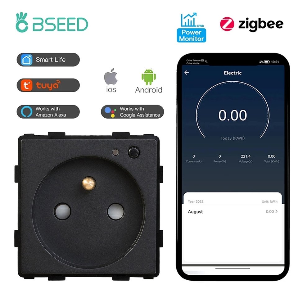 

BSEED Zigbee смарт-розетка с монитором мощности