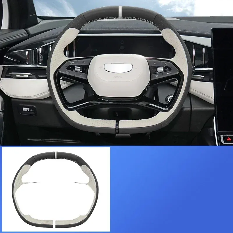 

Для Geely Atlas II 2024 2025 Starray 2023, Стайлинг автомобиля, сшитый вручную чехол на руль, противоскользящий кожаный чехол на ручку, аксессуары