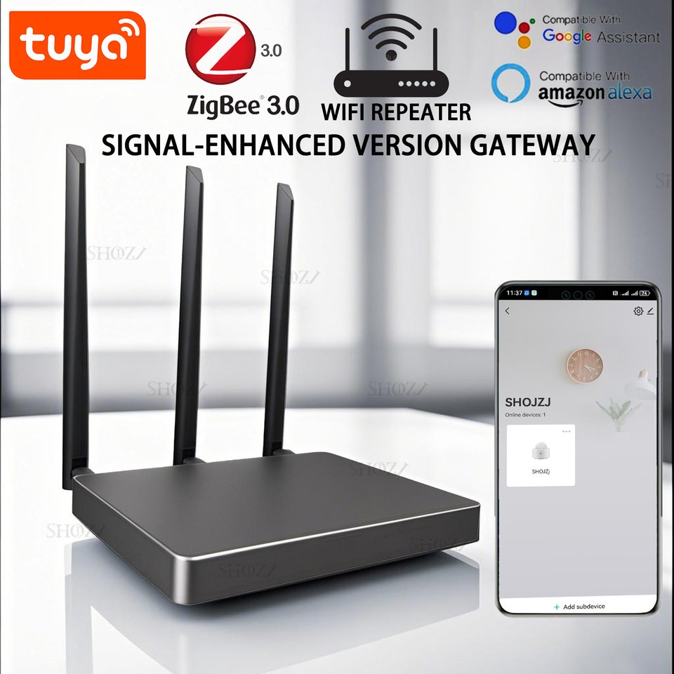 

Tuya Zigbee 3.0 Двухрежимный Хаб и Wi-Fi Повторитель с Усиленным Мостом Сигнала, Проводной Mesh Хаб для Умного Дома, Совместим с Alexa и Google
