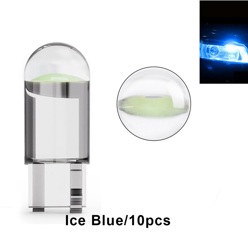 

Автомобильная лампа дневного света T10 W5W Canbus Glass COB 6000k, лампа для чтения, габаритный фонарь, лампочка для номерного знака 168 194 192 DC 12V, белый, синий, красный
