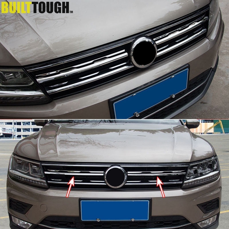 

Хромированная передняя сетчатая решетка-бампер для VW Tiguan Mk2 2016 2017-2021, накладка на капот, гарнир, литье, Стайлинг, защита