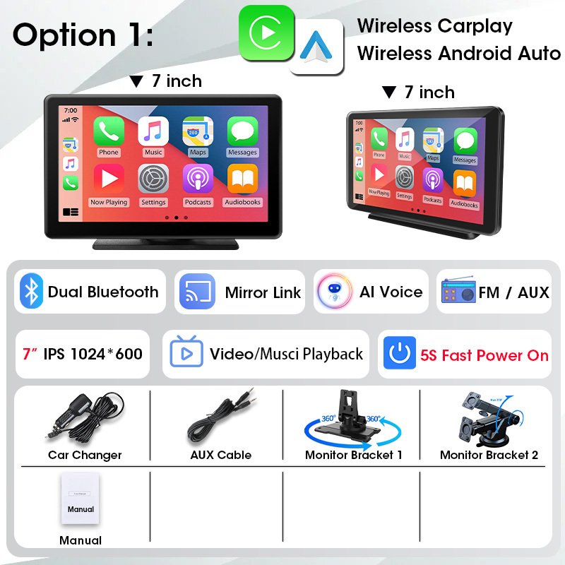 

Универсальный 7/9/10-дюймовый Беспроводной Carplay Android Auto Smart Screen Мультимедийный Видеоплеер Автомобильный Радиопри...