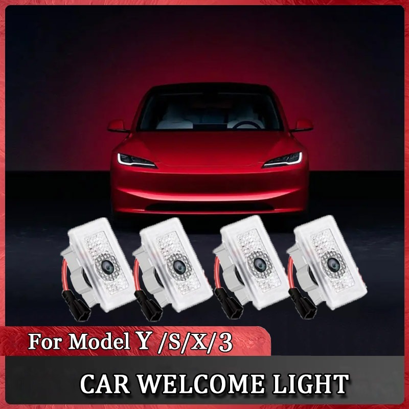 

Для Tesla Model 3/Y/S/X Добро пожаловать, модифицированный декоративный дверной проектор, окружающий светодиодный светильник, проектор, ступенька двери, продвижение света