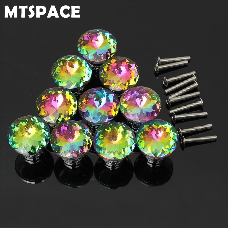 

MTSPACE 10 шт./компл. красочные дверные ручки для ящиков, шкафа, шкафа, мебельная ручка, хрустальный сплав, благородная и классика