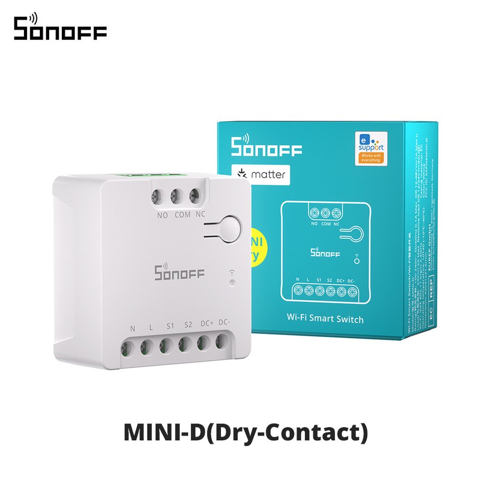 

SONOFF MINI-D Dry Contact Wi-Fi Smart Switch Matter Совместимый вход переменного/постоянного тока Чип ESP32 Управление группой умных сцен через eWeLink