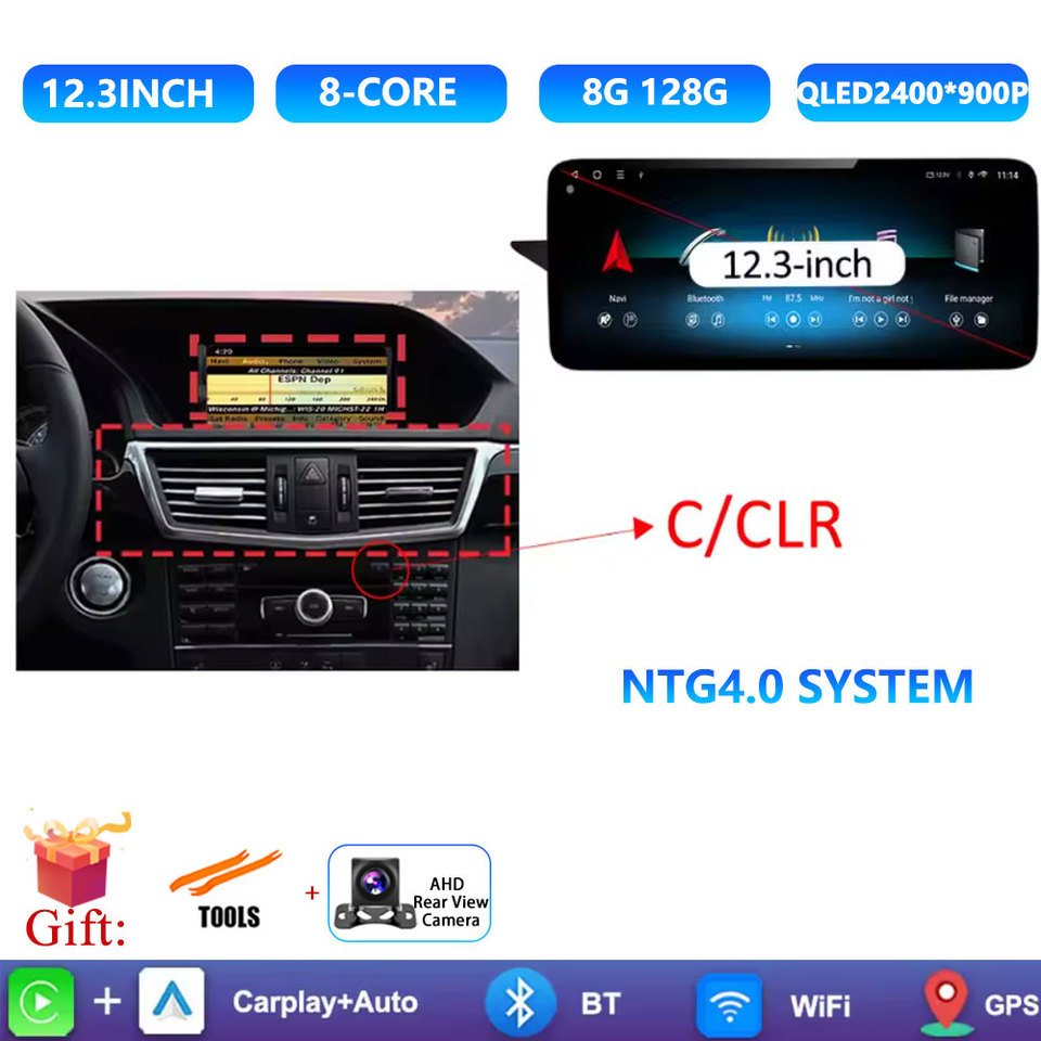 

Автомобильный радиоприемник Carplay, мультимедийный плеер для Mercedes Benz E Class W212 2009-2016 QLED Экран 4G Android 14 Автоаксессуары Стерео