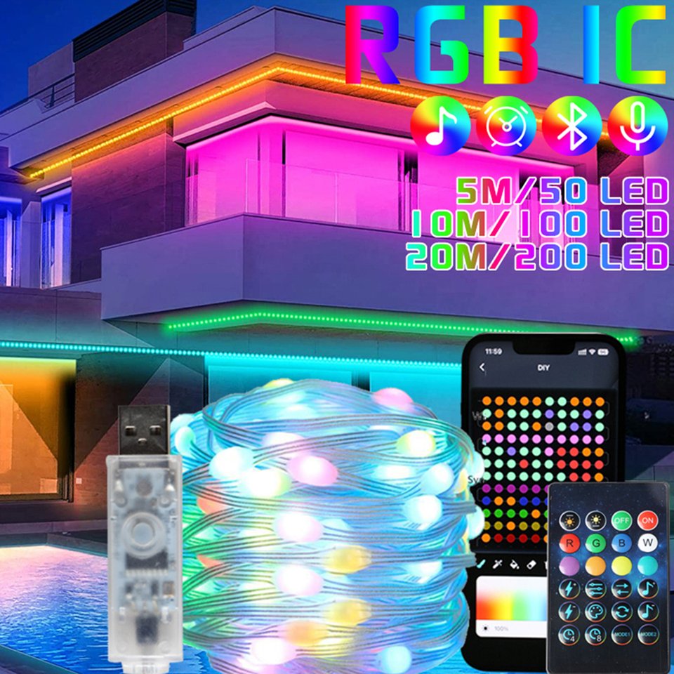 

RGBIC гирлянды KIKIELF, USB, 50/100/150 светодиодов