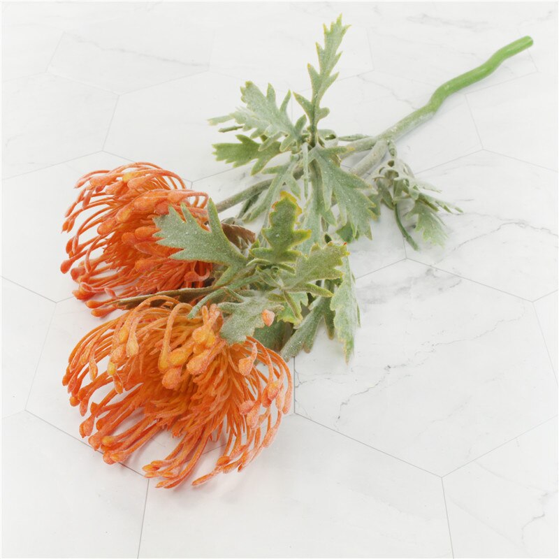 

YO CHO Флокированные искусственные цветы Leucospermum белые