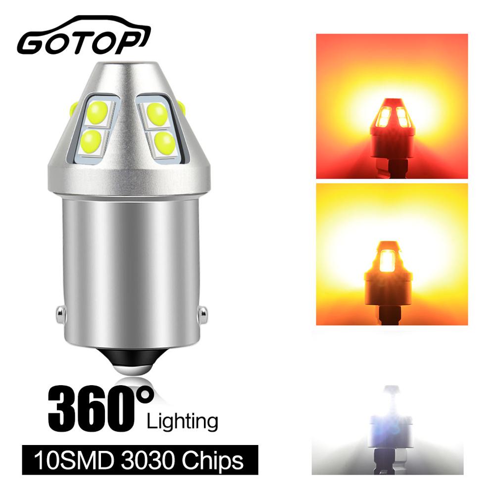 

Светодиодная лампа 360 ° P21W 1156 BA15S, BAU15S, PY21W 1157, BAY15D, P21/5W, автомобисветильник поворота, стоп-сигнал заднего хода, авто 10SMD 3030, 12 В, 1 шт.
