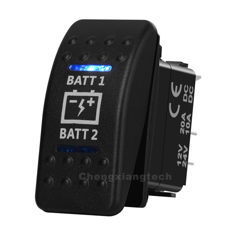 

Батарея BATT1 BATT2 переключатель ВКЛ-ВЫКЛ DPDT синий светодиод 7 контактов 3 позиции 12 В 20 а автомобильный лодочный переключатель водонепроницаемый IP68