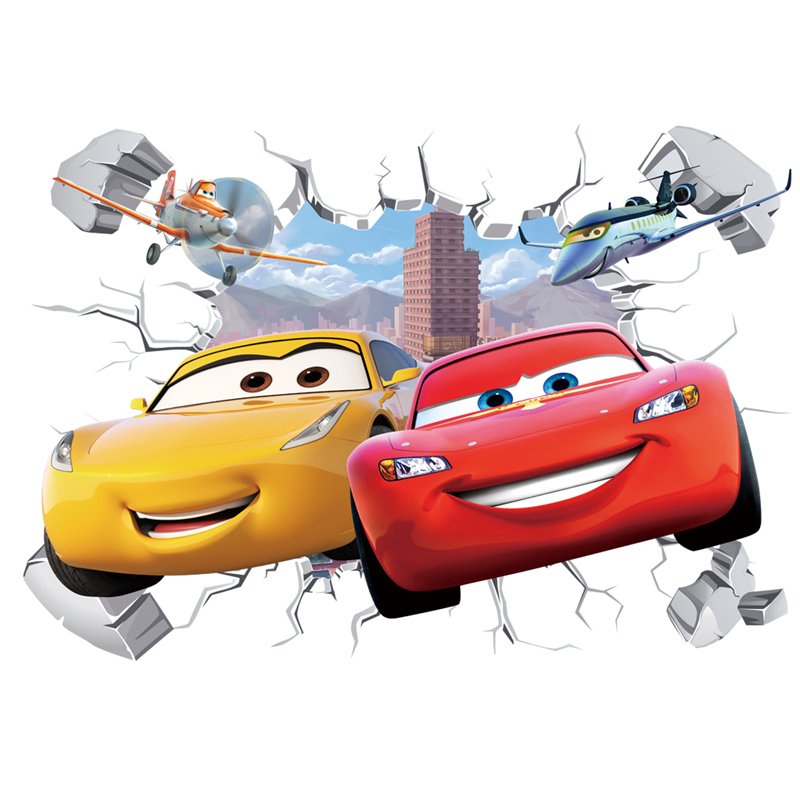 

3D мультяшное освещение автомобиля McQueen, наклейки на стену для детской комнаты, дома, спальни, ПВХ-декор, фреска из фильма, художественные наклейки, детские подарки