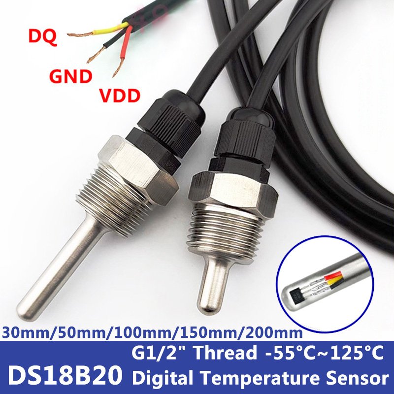 

Термодатчик DS18B20 ZUIDID G1/2", сталь, 8мм, 30-200мм